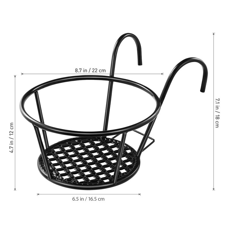 Yardwe Balcony Flower Stand, Iron Railing Planter Holder for Outdoor Plants, Hanging Planters for Fence Garden, 8.66X7.08X6.49Inch (Black) - Image 3